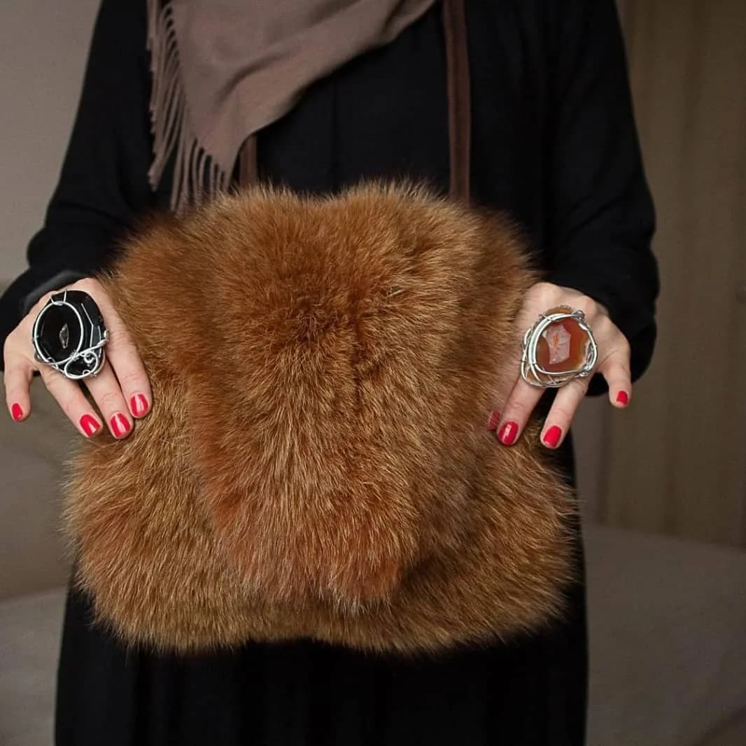 Ginger arctic fox muff bag