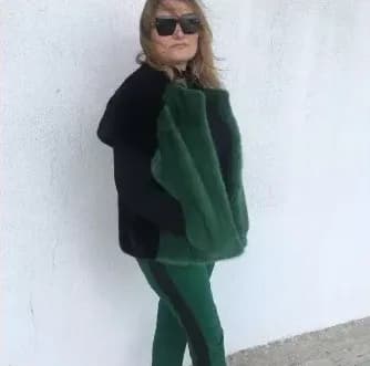 Black and green mink gilet