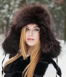 Dark brown raccoon fur ushanka