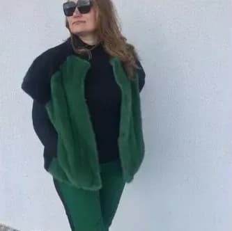 Black and green mink gilet