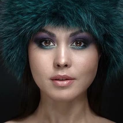 Opal green raccoon fur hat