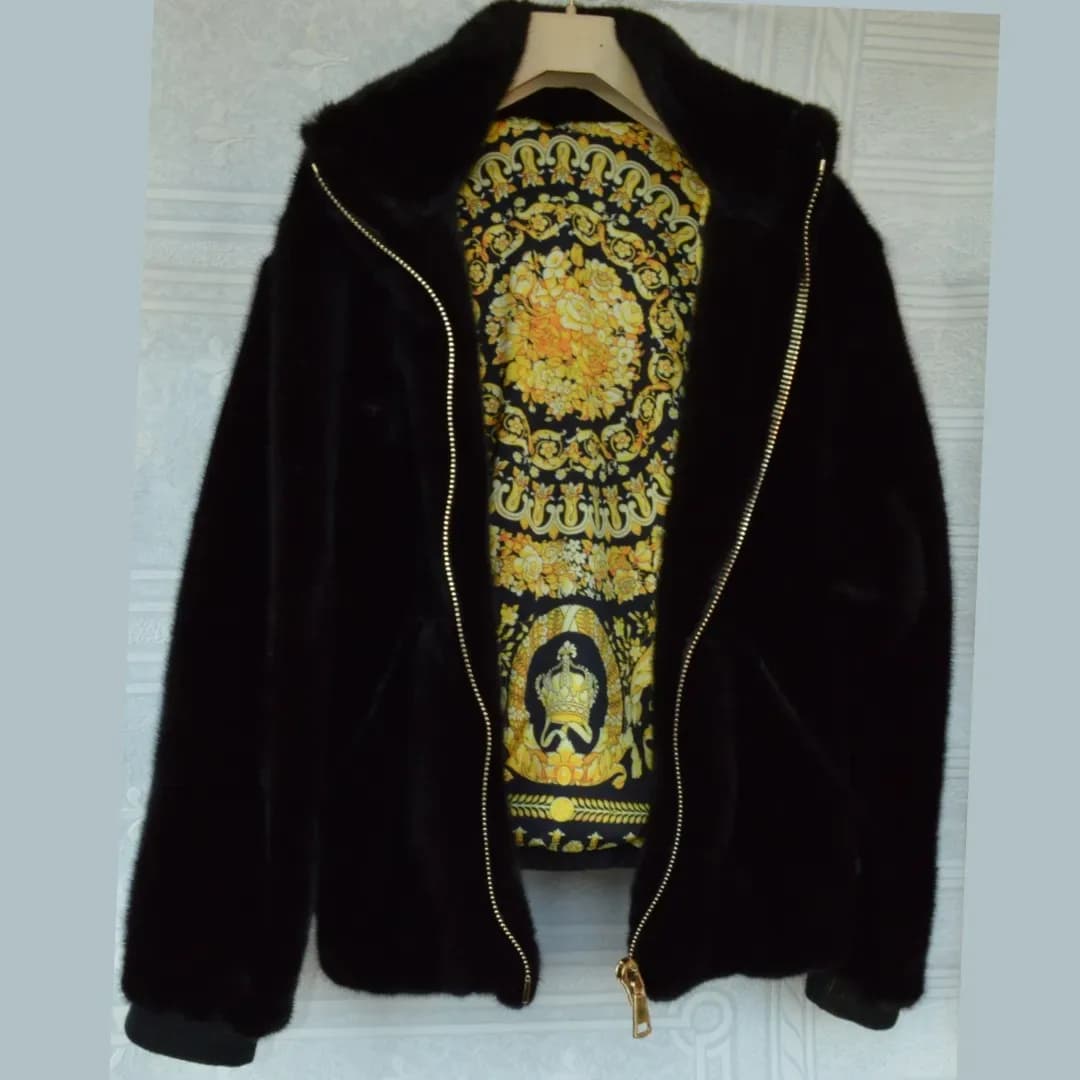 Men’s cherry mink bomber jacket