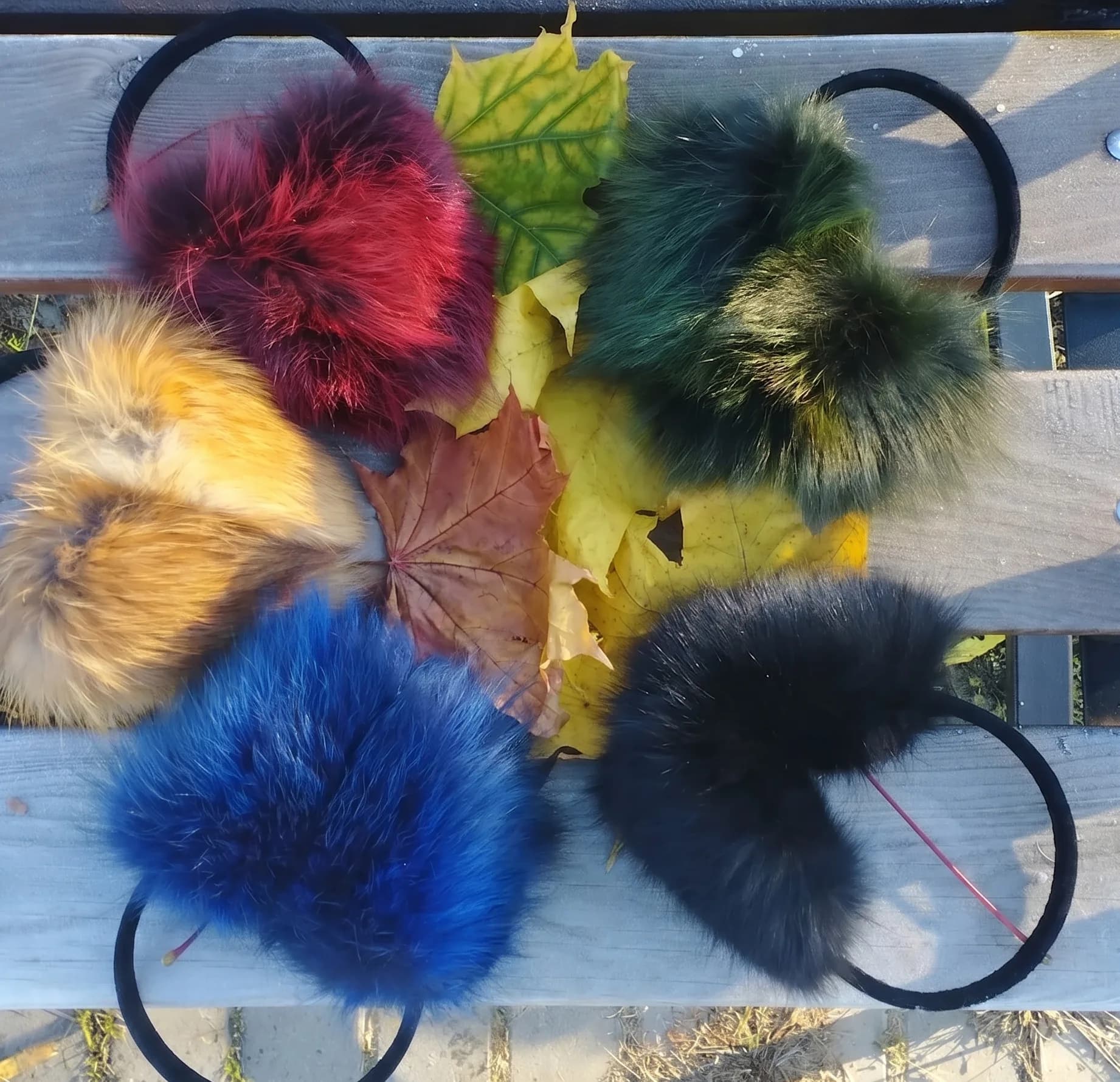 Dyed fox fur earmuffs