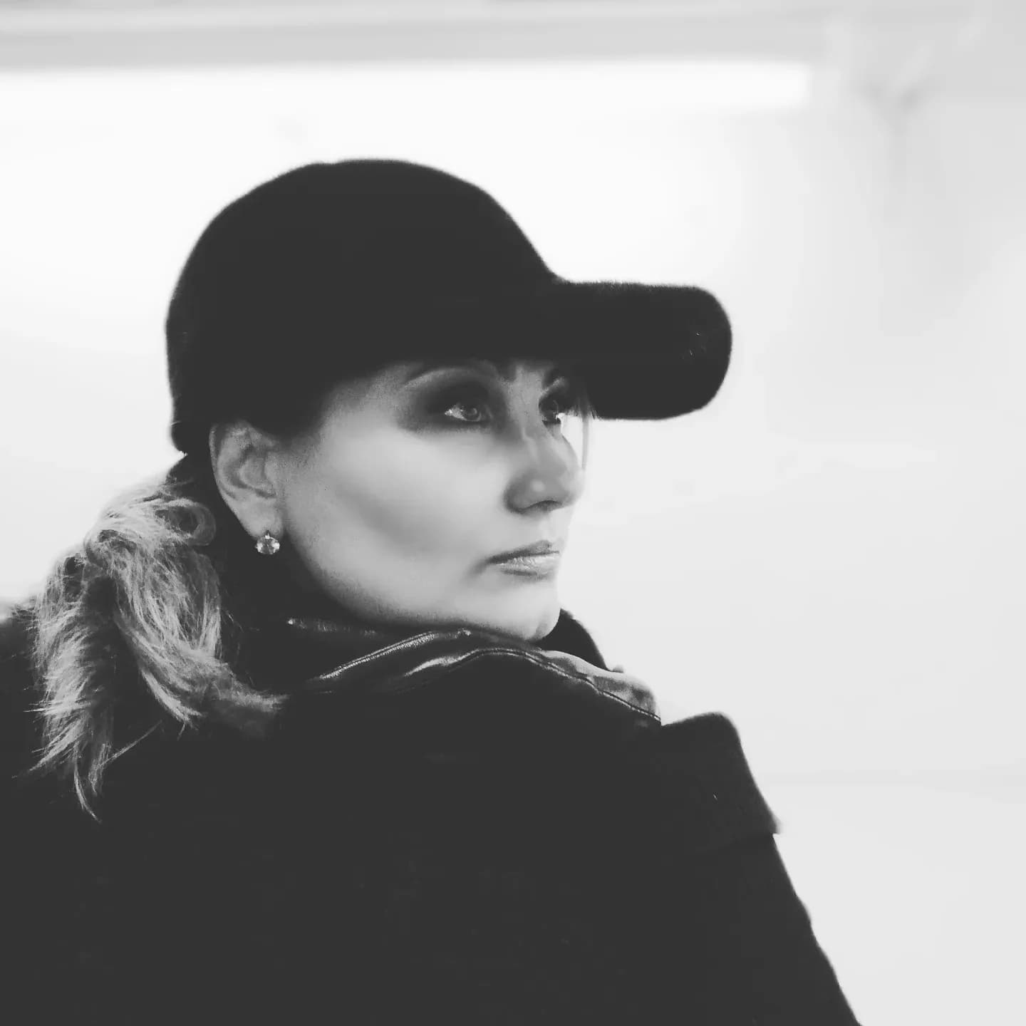 Sheared mink baseball cap