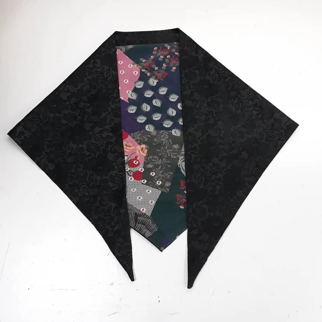 Reversible openwork suede and viscose headscarf