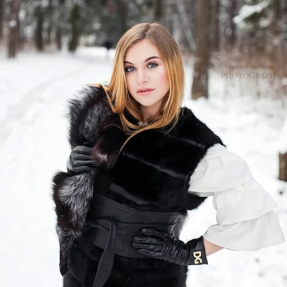 Black sheared mink gilet with leather inserts
